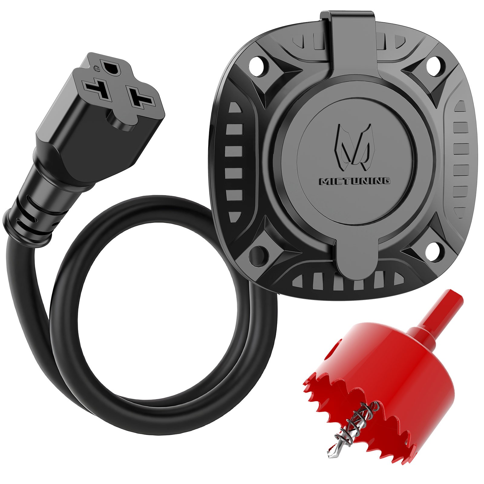 20A 125V AC Port Plug RV Shore Power Inlet Plug Electrical Receptacle w/Hole Saw