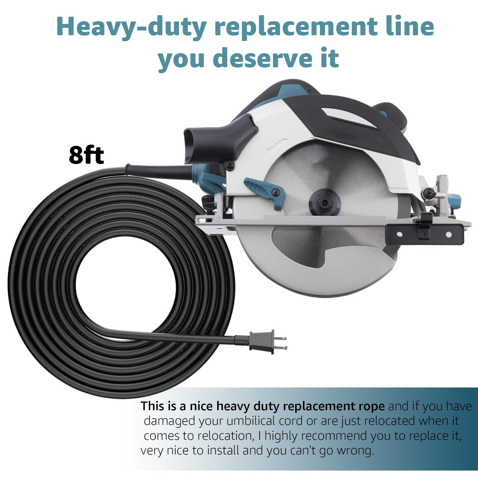 9.8FT Replacement Power Cord 664463-0 (2X14X8 Sj) for Makita Circular black
