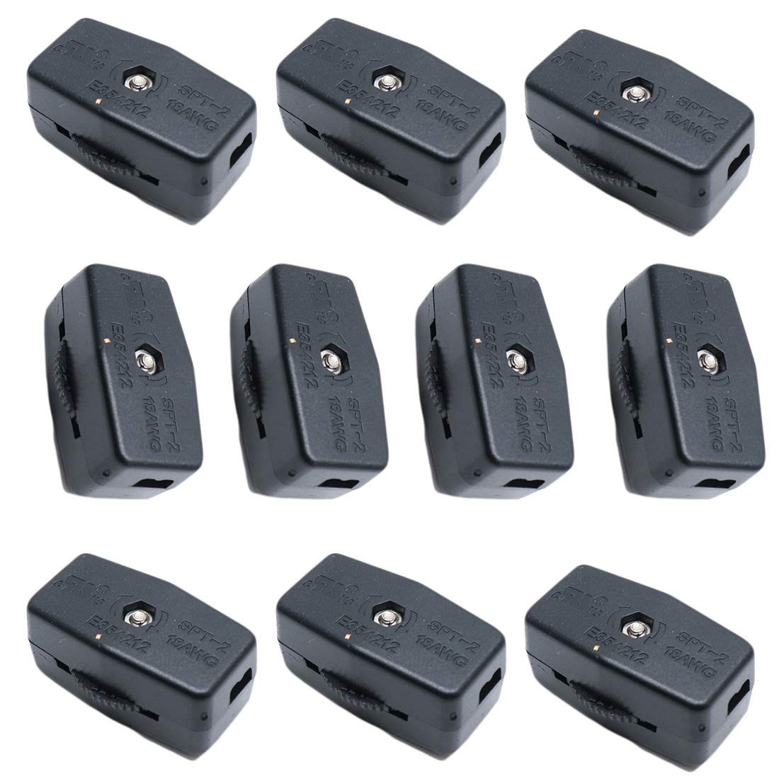 3A 125VAC Lamp Black Inline Rotary Cord Switch 10pcs