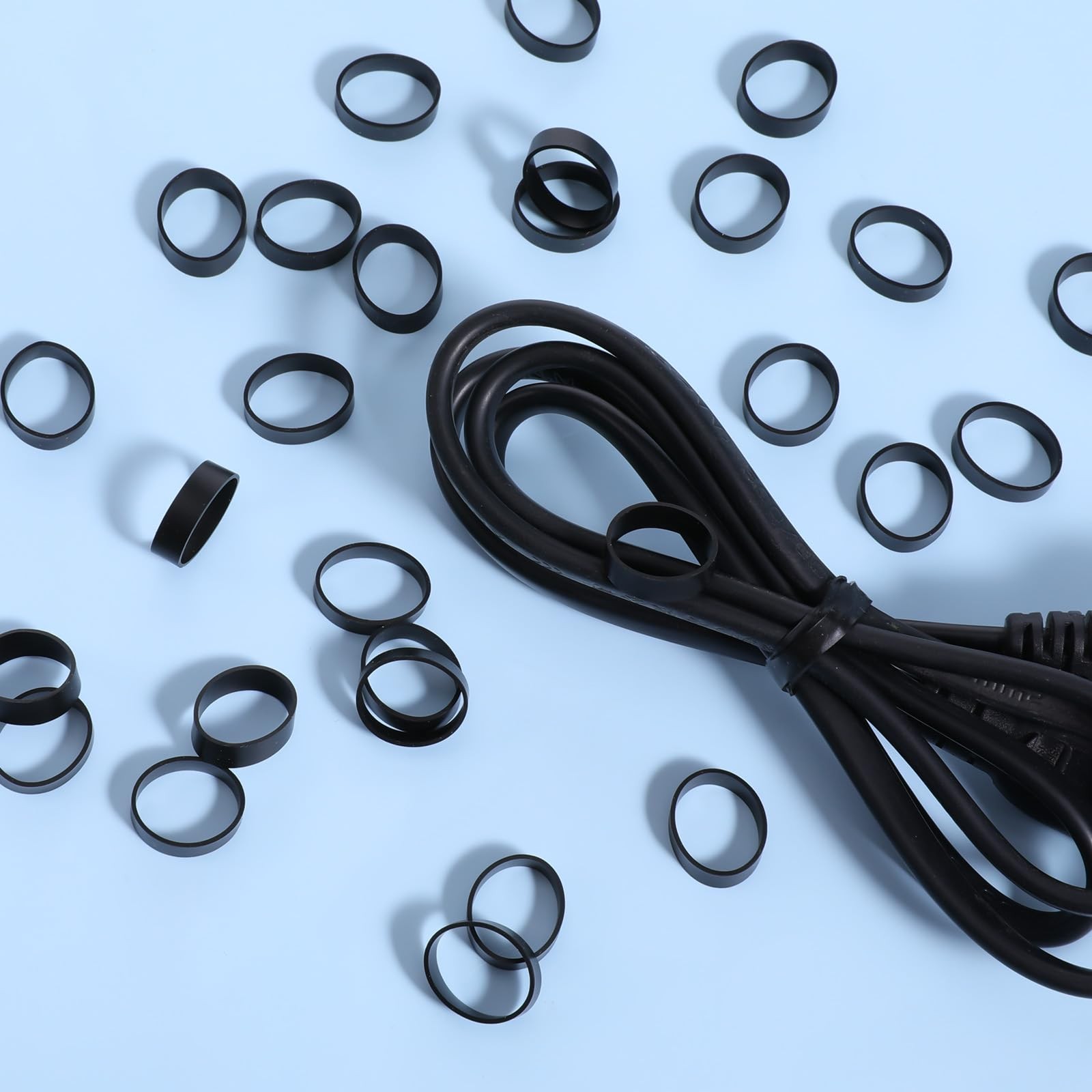 150 Pieces 0.5 Inch Small Elastic Silicone Rubber Bands Black Strong