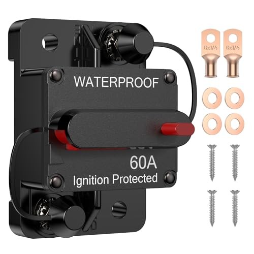 60 Amp Circuit Breaker with Manual Reset Switcher Waterproof for 60A+Terminal