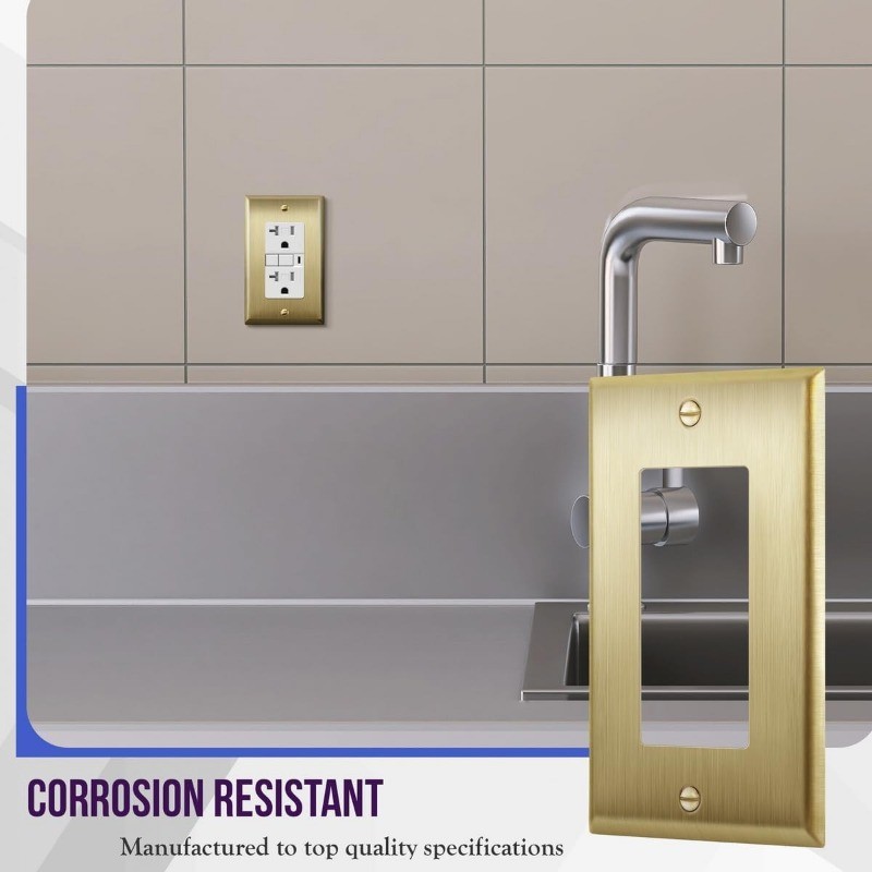 Decorator Switch/Outlet Metal Wall Plate Stainless Steel 201 Corrosion Resistant
