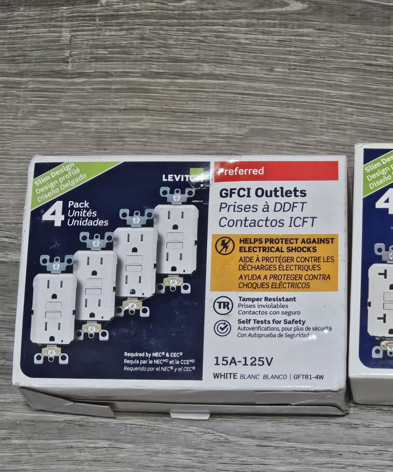 2 Boxes Leviton SmartlockPro GFNT2-3W GFCI Outlet – 20A & 125 v -White Box of 4