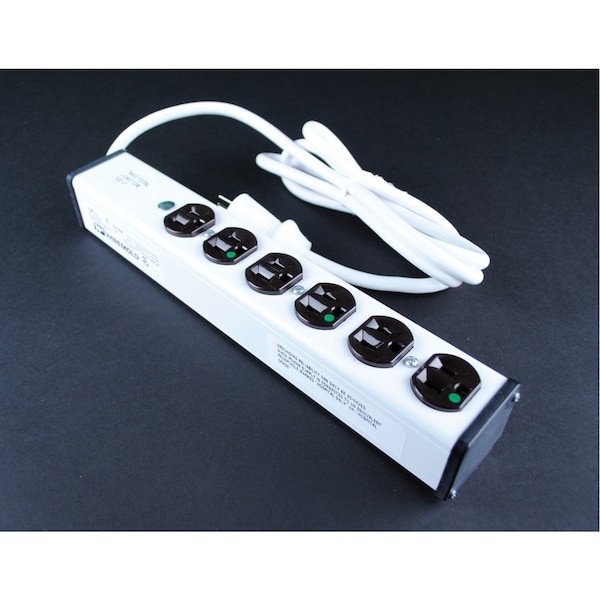 Wiremold Ulm6-6 Outlet Strip, Switched, Medical Grade, 6 5-15R, 5-15P, 6 Ft.,