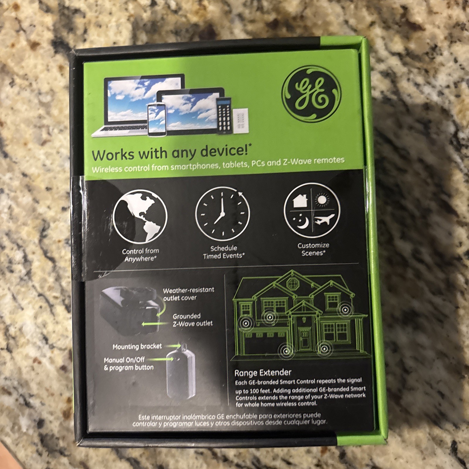 GE enbrighten Plug-in Z-Wave Outdoor Smart Switch – New, Model Zw4201