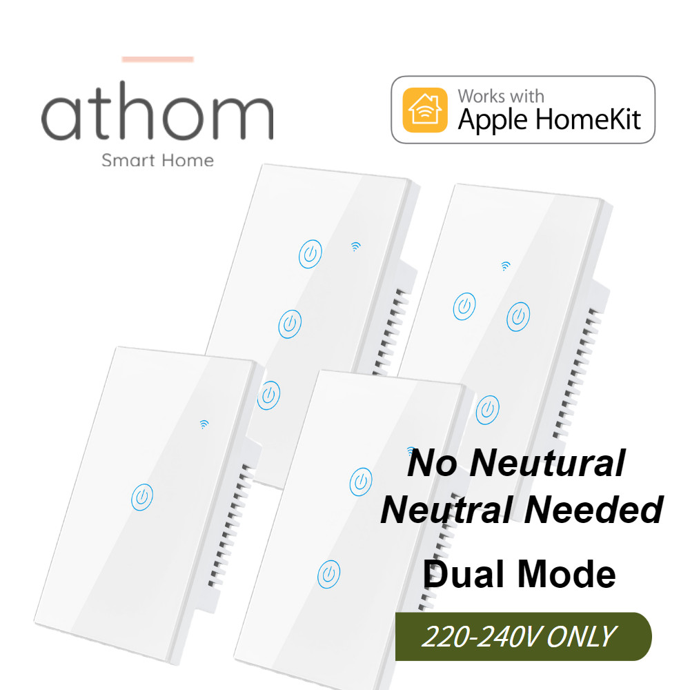 US WiFi Smart Wall Touch Switch Works with Apple Homekit Neutral Wire Dual Mode