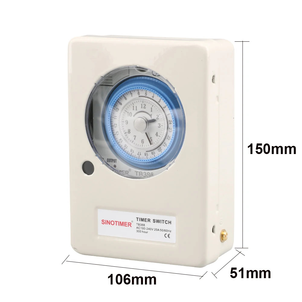 Quartz Timer Switch 100-240V 20A DIN Rail 24H 15Min Waterproof Mechanical Tools