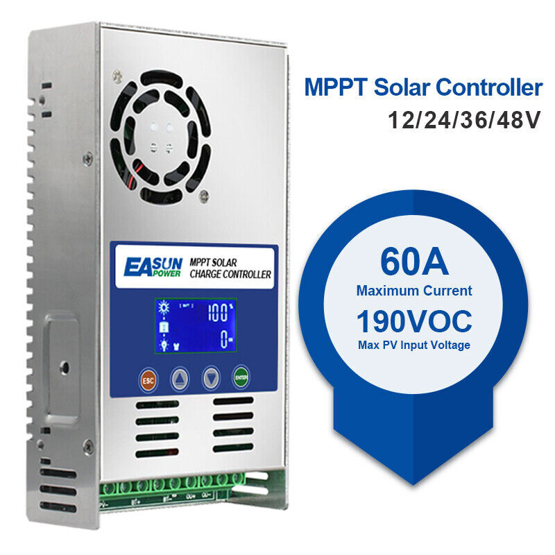 MPPT 60AMP Solar Charge Controller For 12V/24V /36V/48V DC Battery Regulator
