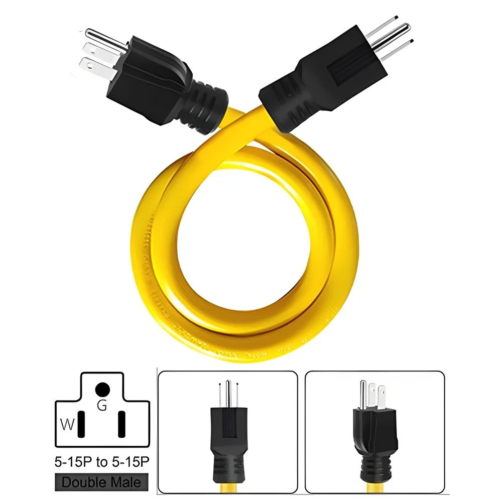3 Prong Plug 125V Double Male Extension Cord For NEMA 5-15P to 5-15P