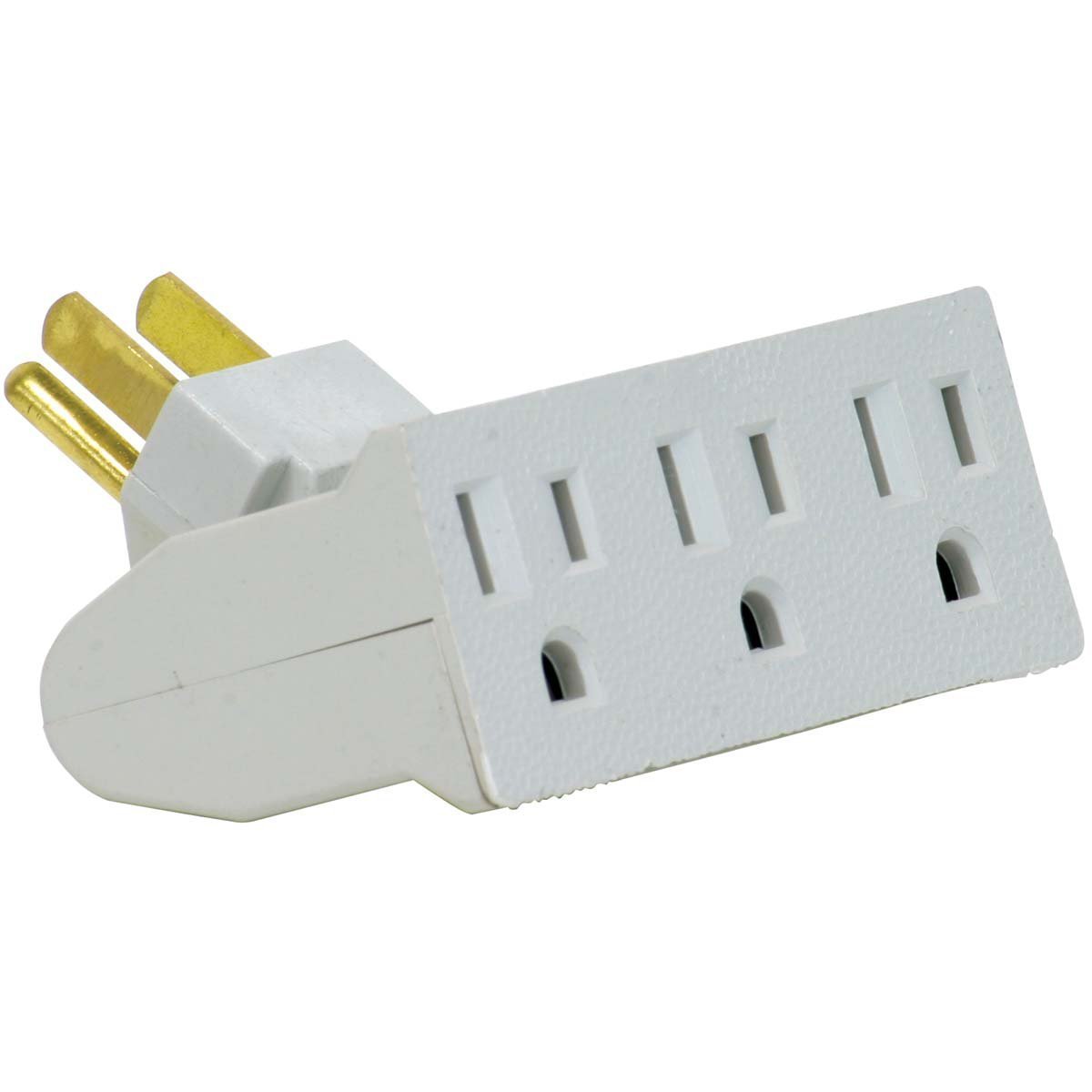 WHITE 3 Outlet Swivel Electrical Power Grounded Wall Socket Tap Adapter