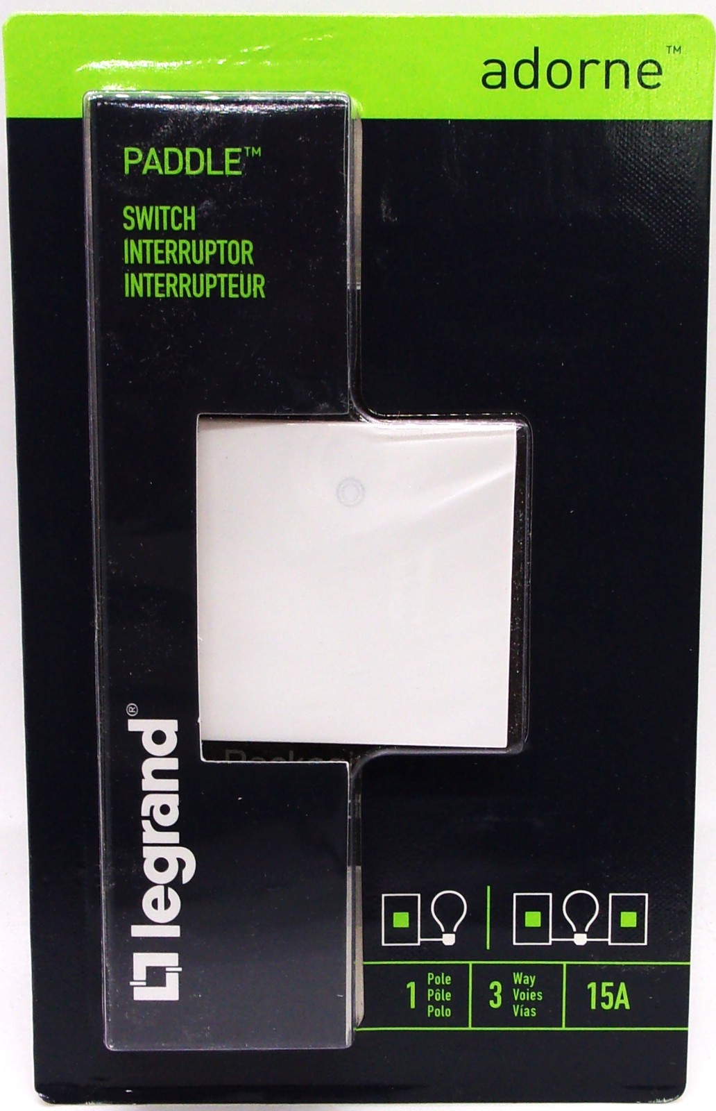 Legrand ASPD1532W4 Adorne 15a 3 Way Paddle Switch – White