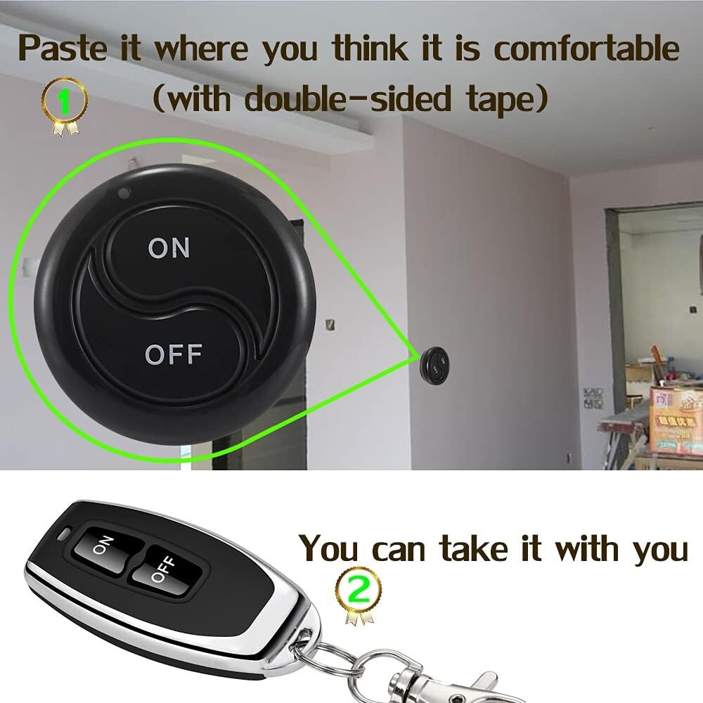 Mini Wireless Remote Switch 12V with 10A Relay,distance Up 328FT for lights…