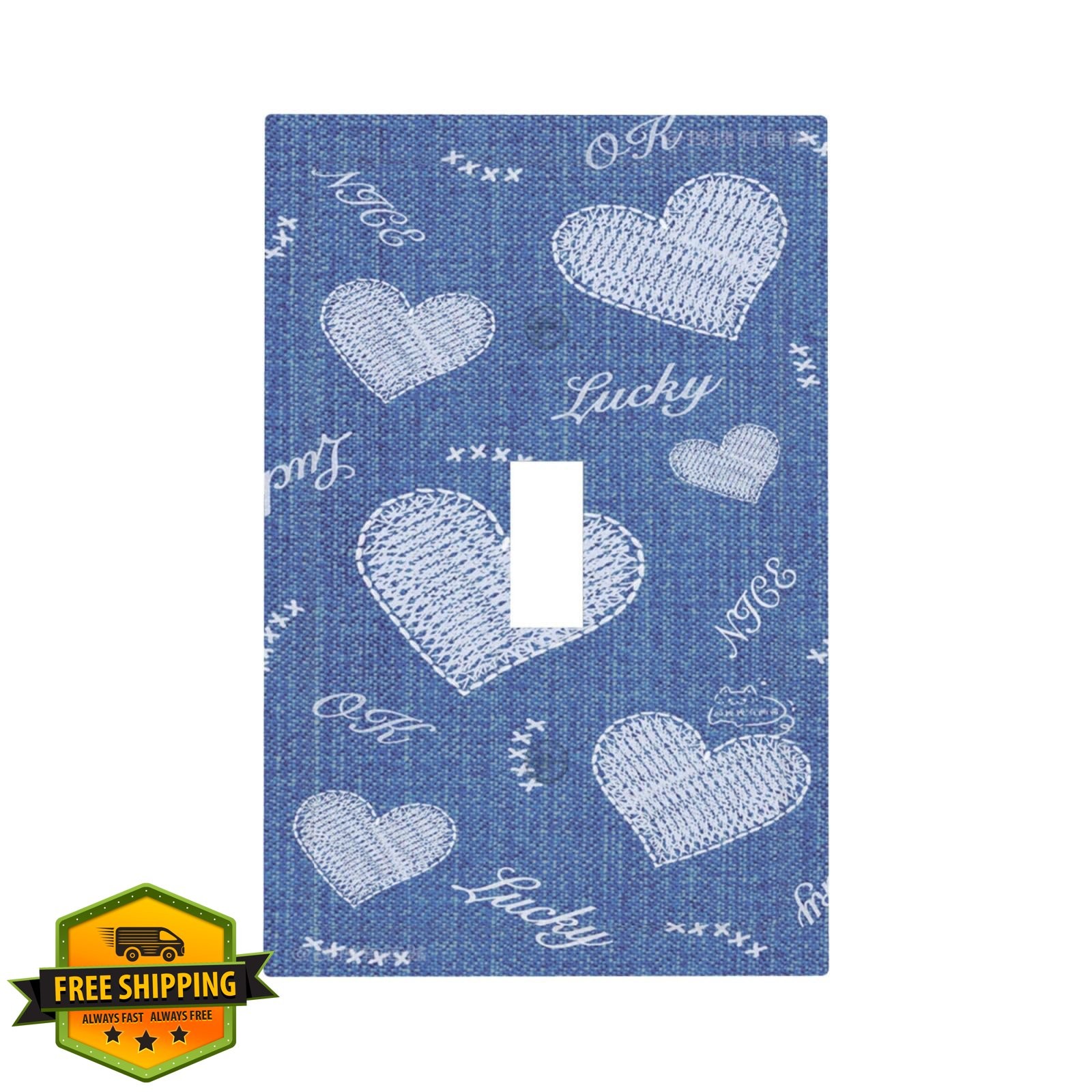 Naiqadnehz Switch Plate Denim Style White Heart Single Toggle 5×3