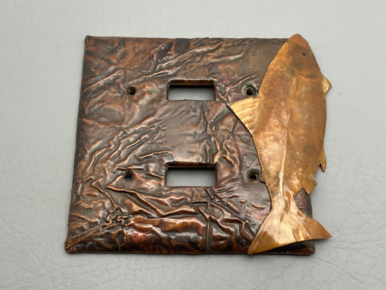 Salmon Light Switch Cover Rustic Mountain Cabin Lacquered Copper Double Switch