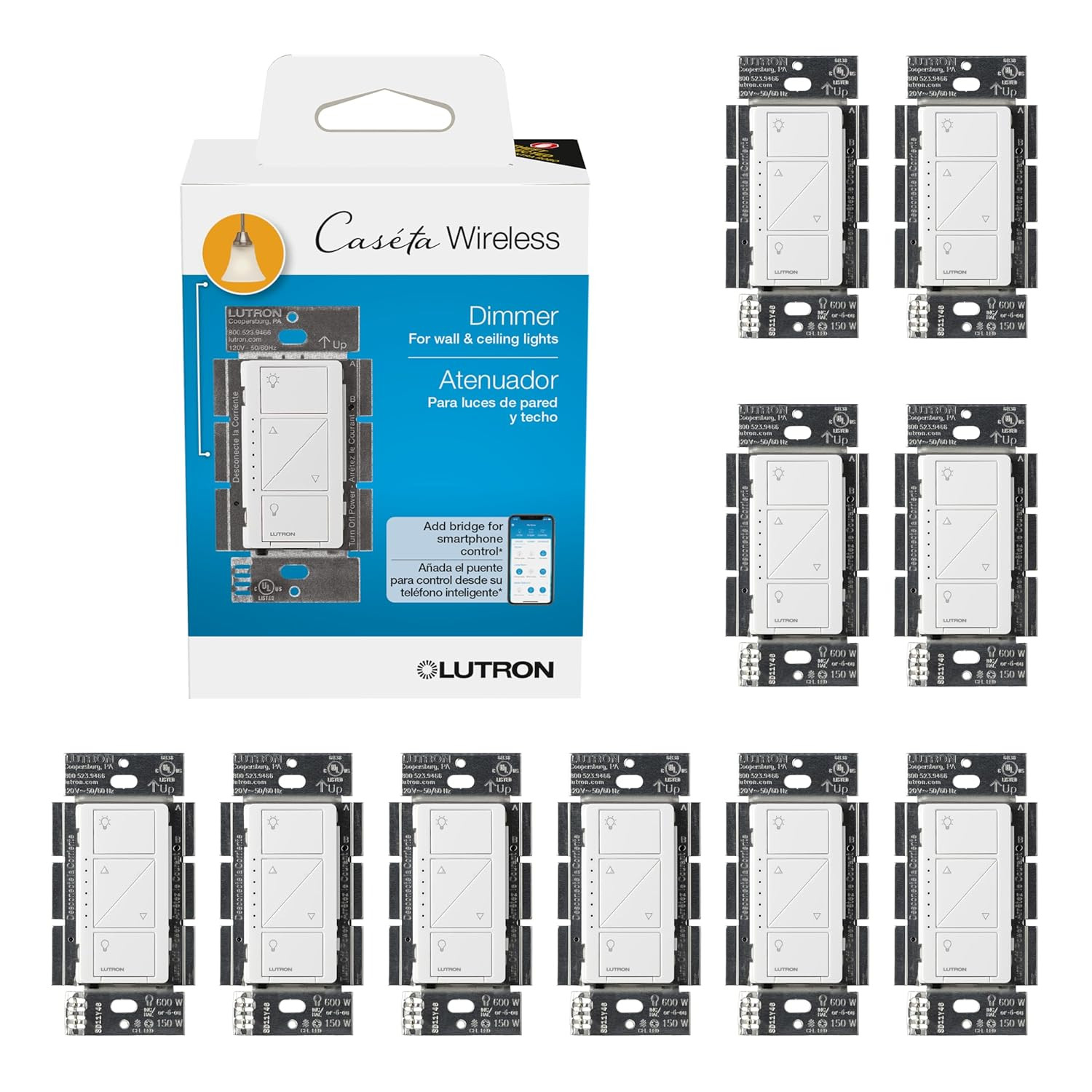 Lutron Caseta Original Smart Dimmer Switch (Lutron Smart Hub Required), for LED