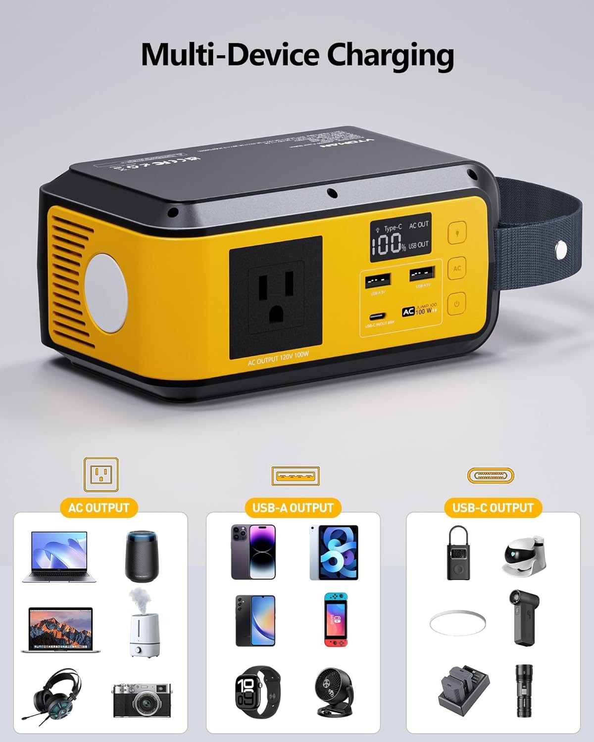 VTOMAN Jump100 88.8Wh Portable Power Station Battery Solar Generator Power Bank