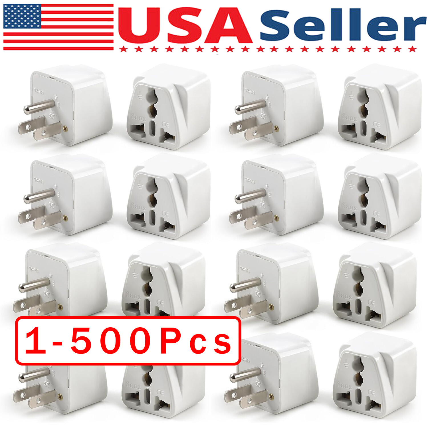 European EU To US American Adapter Plug Converter Euro Asia to USA Lot