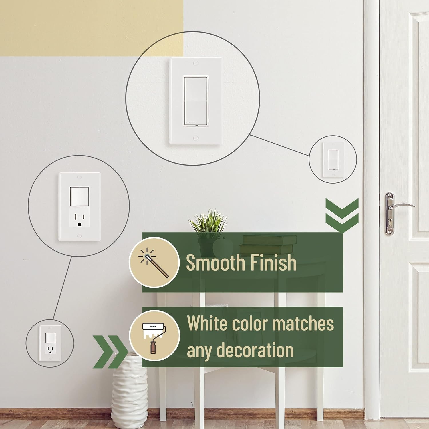 Bates 10 Pack White Wall Switch Plates & Outlet Covers – Durable Polycarbonate