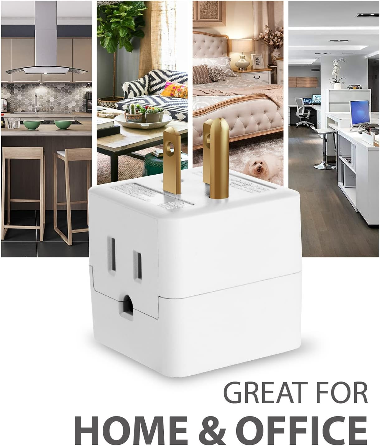 3 Outlet Wall Adapter Tap (3 Pack), 3-Prong Portable Travel Mini Plug Gr