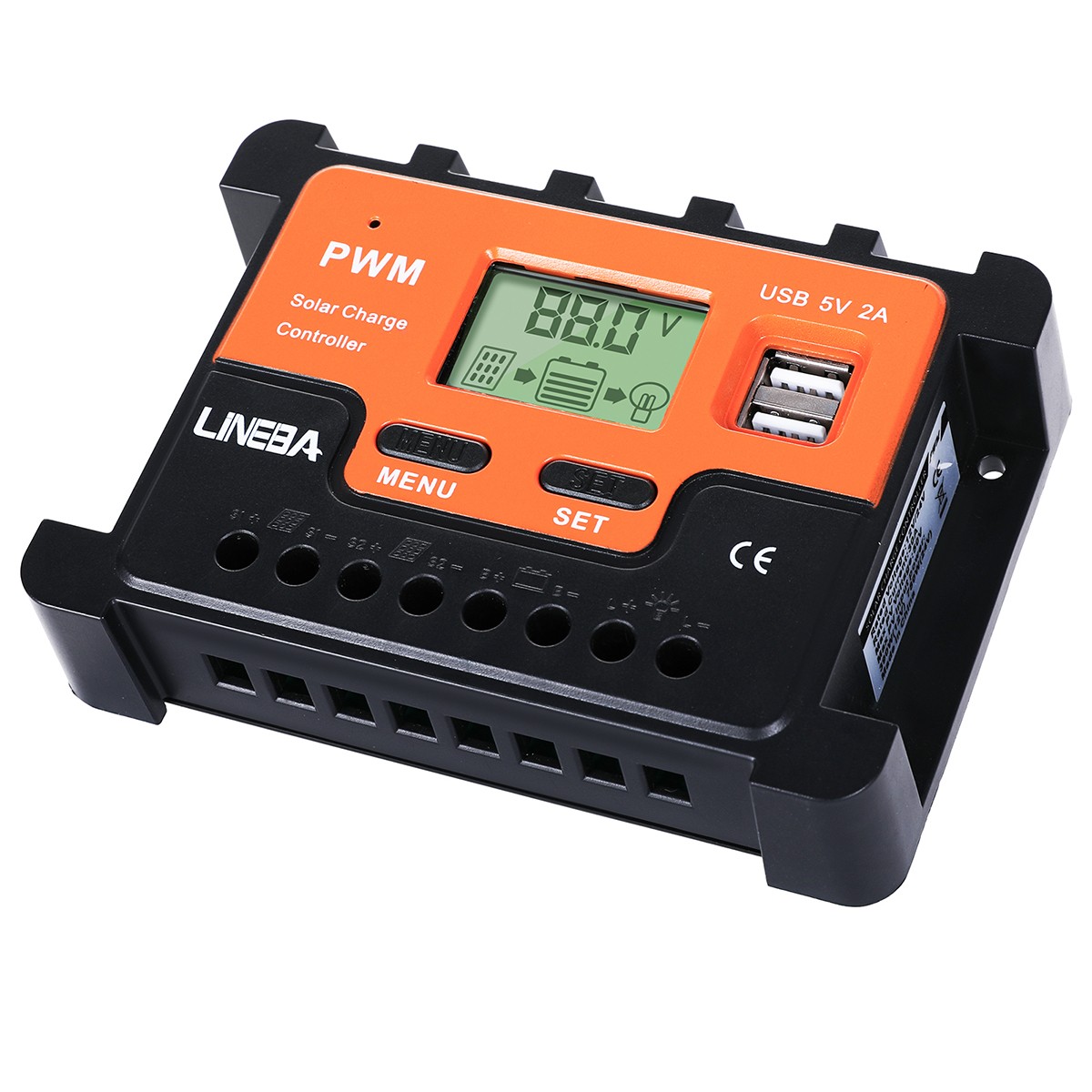 30A PWM Solar Charge Controller, 12V/24V Solar Panel Regulator for AGM Lithium