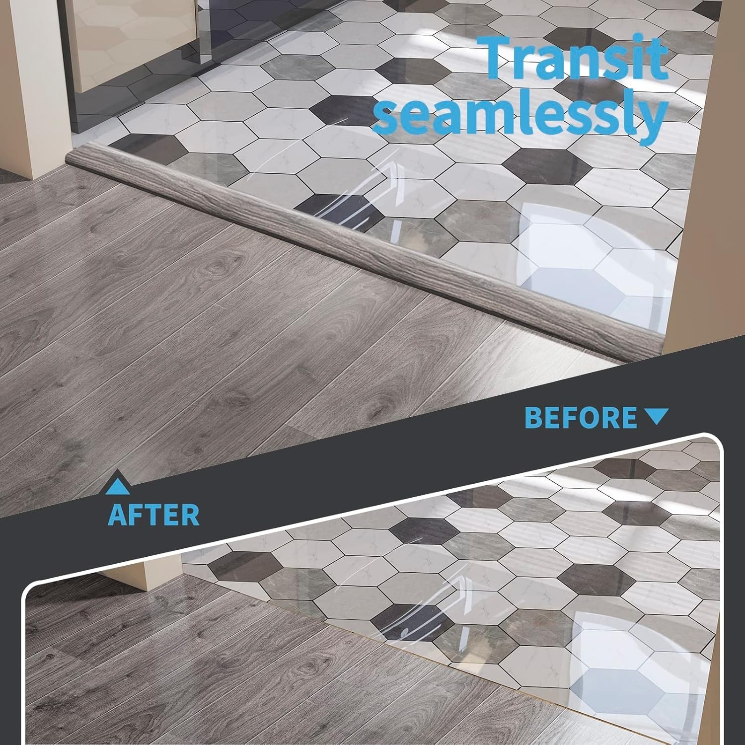 Durable Vinyl Floor Transition Strip – 4ft Easy Installation for Smooth Surfaces