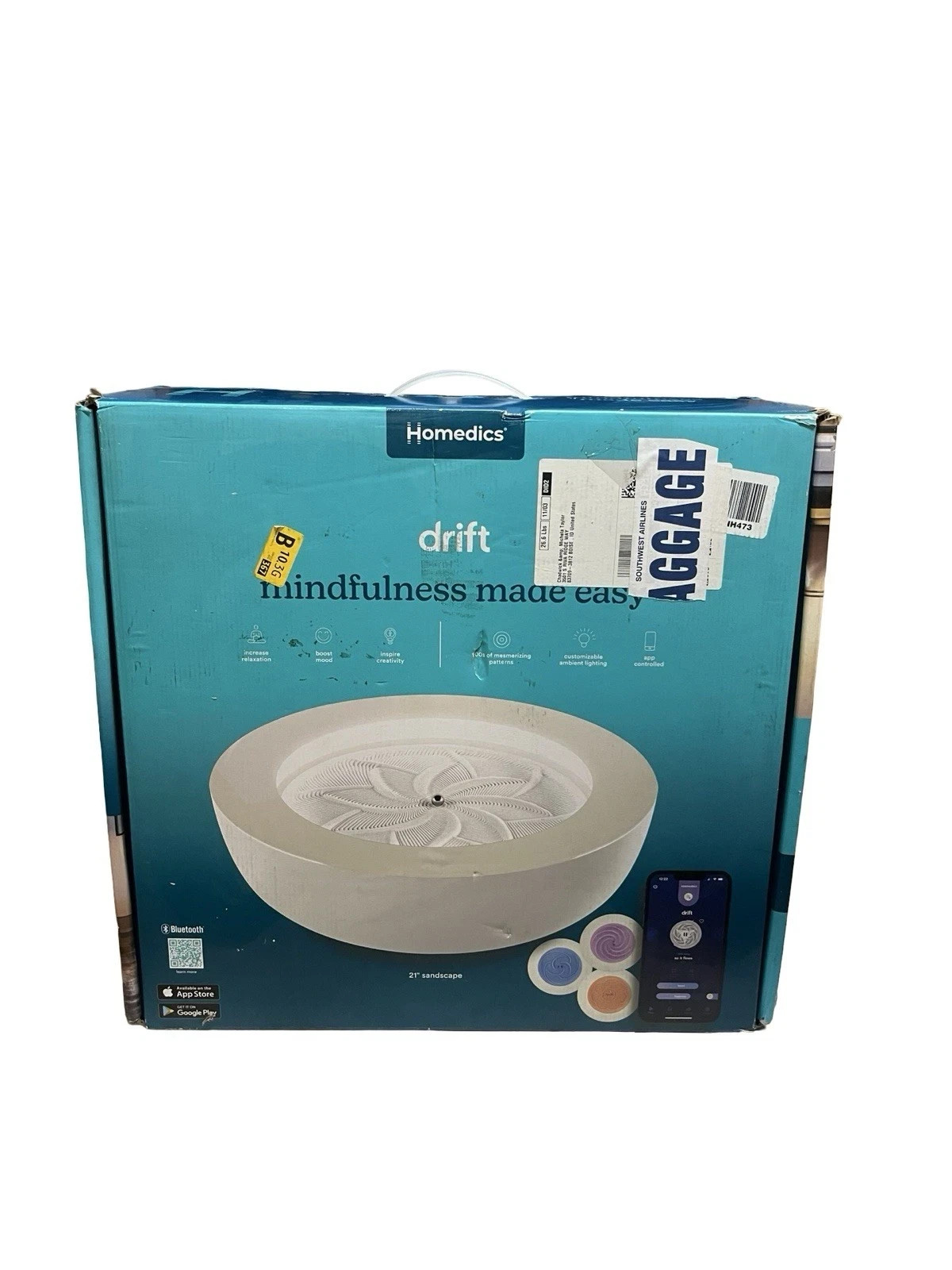 Homedics Drift Sandscape 21″ Kinetic Sand Table Cream ST-400-CE New in Box
