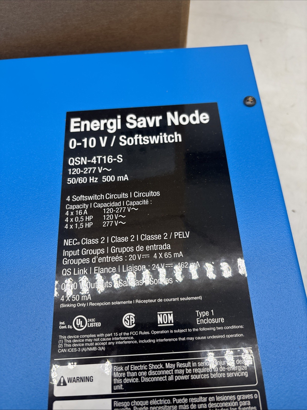 Lutron QSN-4T16-S Energi Savr Node 0-10 V / Softswitch Brand New
