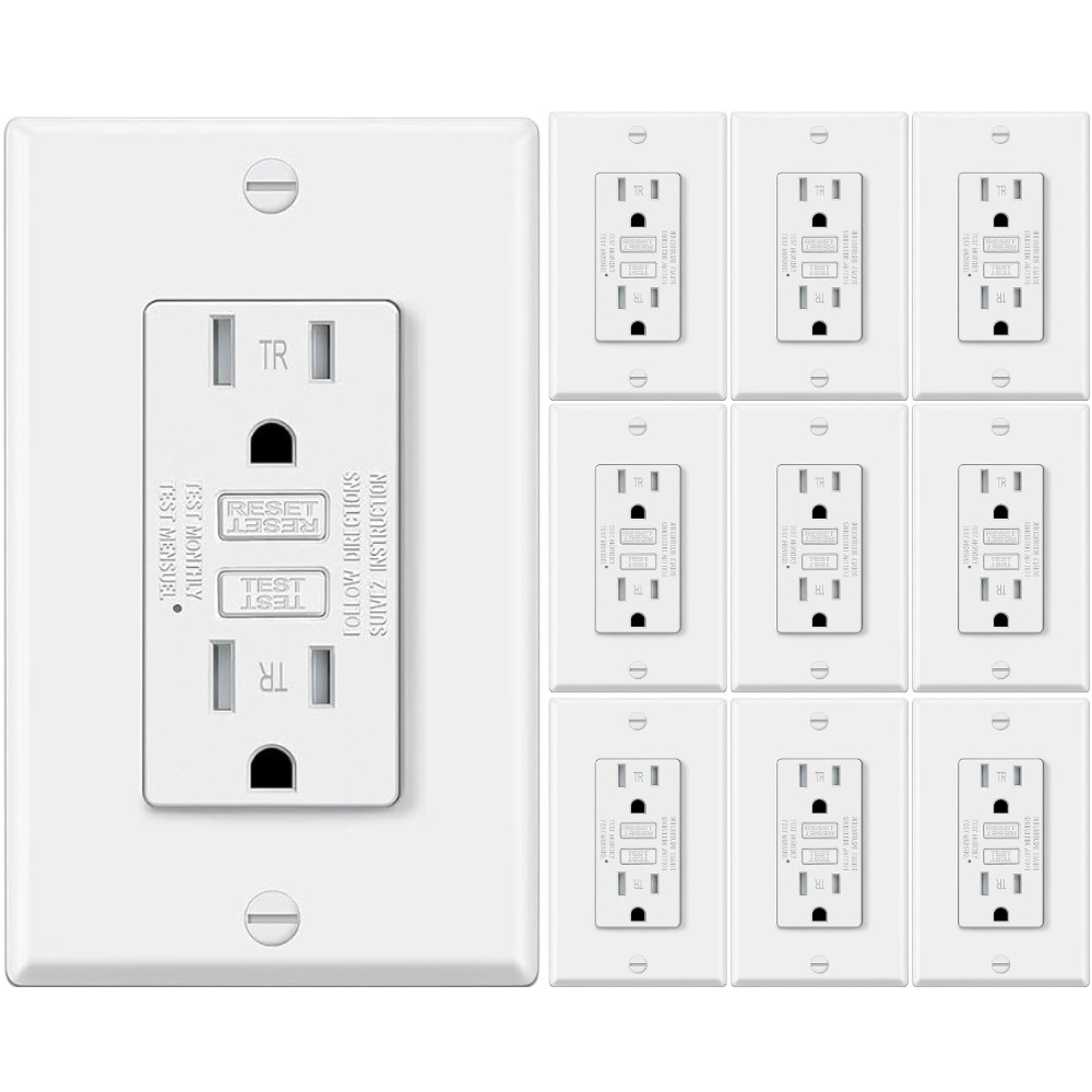 15AMP GFCI Outlet Receptacle Tamper Resistant (TR), Self-Test GFI, 10 Pack