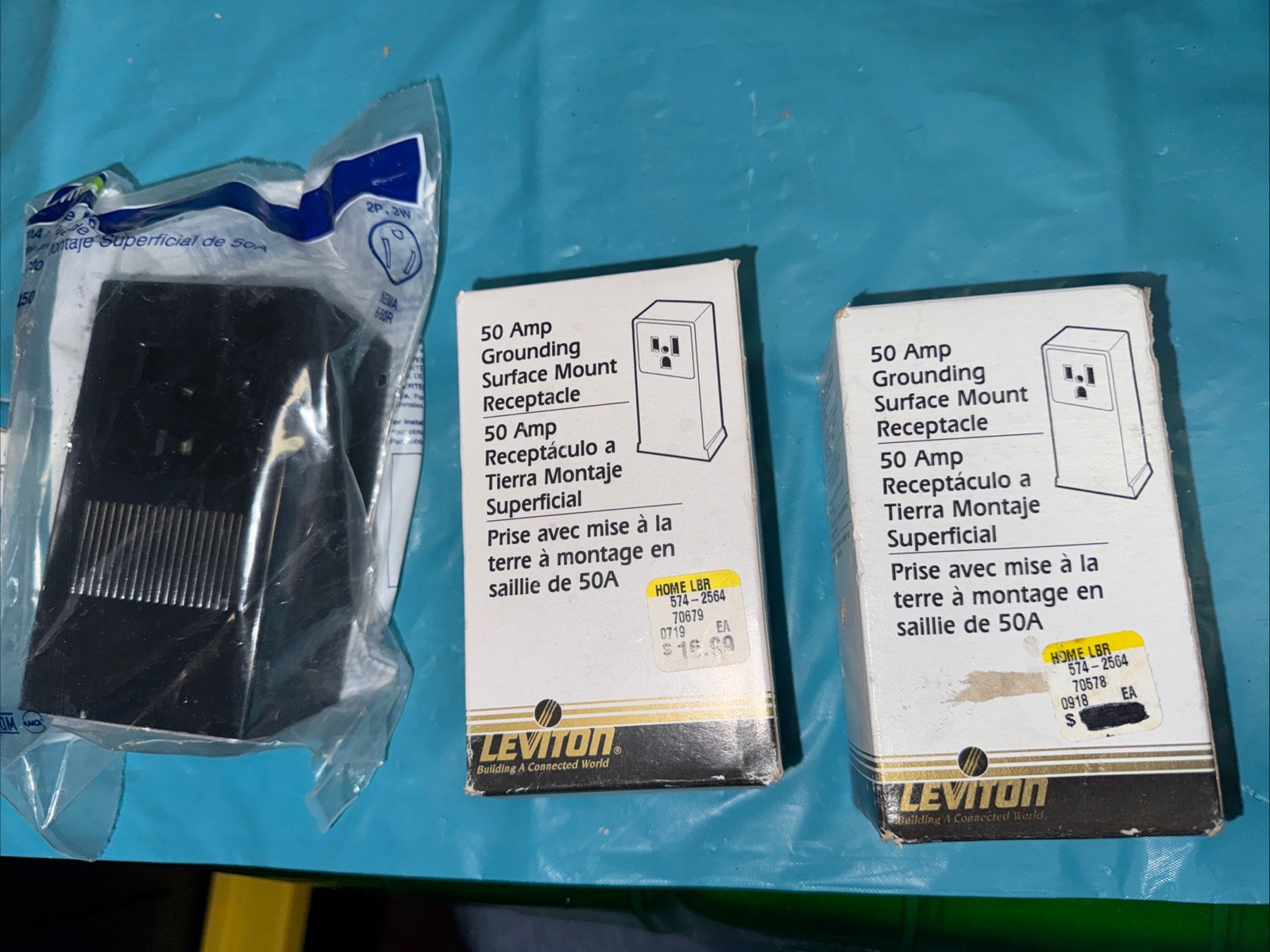 7x Leviton 5378 50 Amp Surface Mount Outlet 250V NEMA 6-50R
