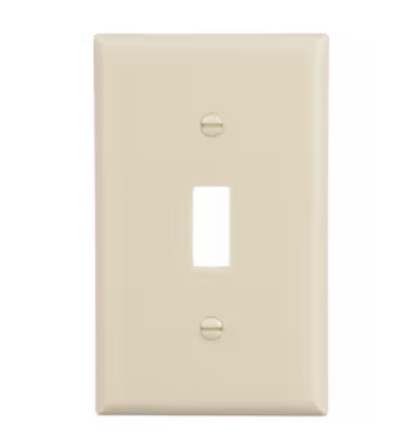 BOX OF 50, Eaton 1-Gang Indoor Plastic Toggle Wall Plate, Standard Size, Ivory.