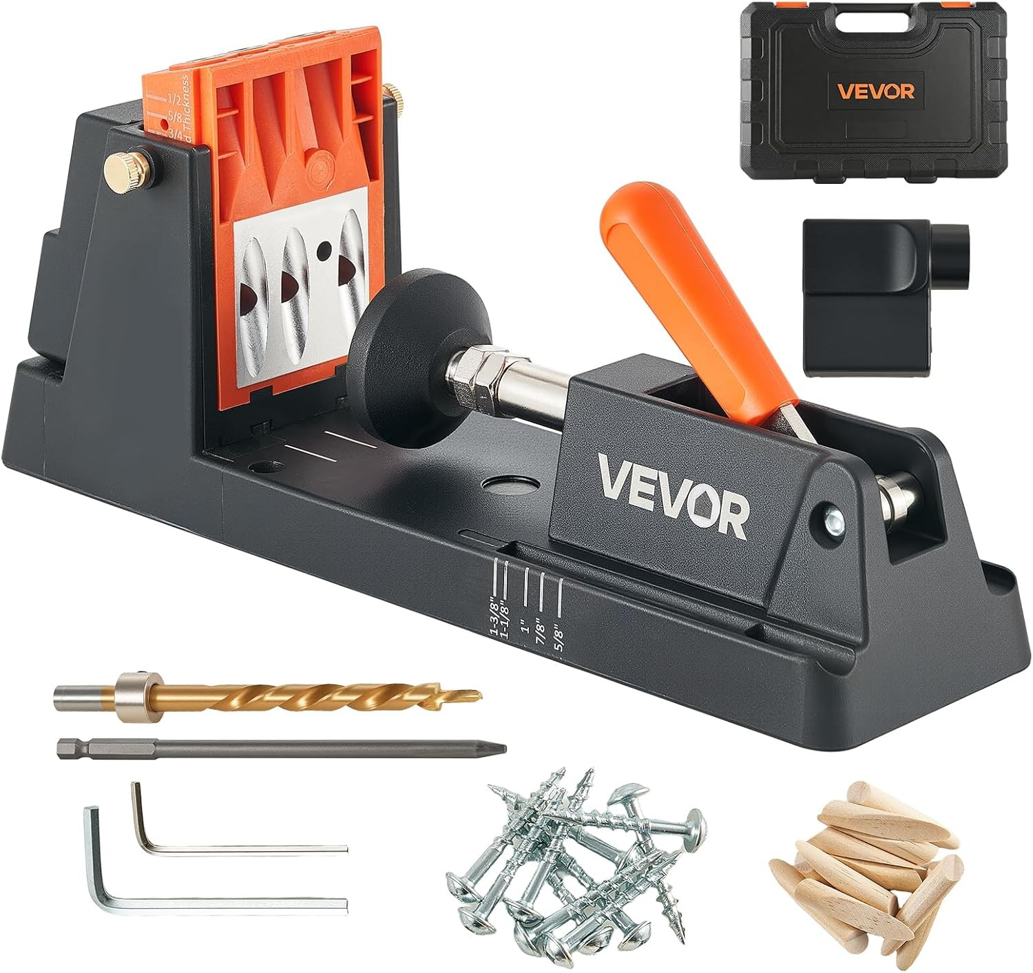 VEVOR Pocket Hole Jig Kit, 1/2″ to 1-1/2″ Adjustable, Lightweight Jig Pocket…