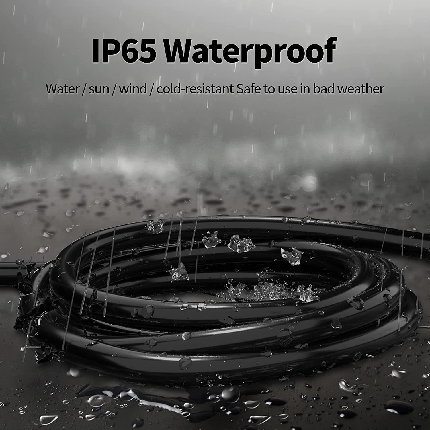 6/8/10/15/20/50/100 FT 16/3 Gauge Black Indoor Outdoor Extension Cord Waterproof