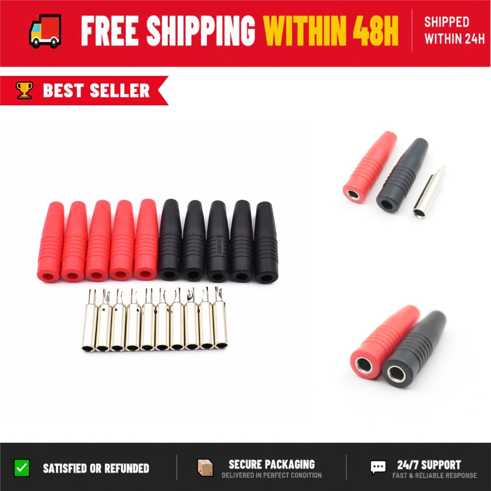 10Pcs Insulated Female 4mm Banana Plugs Jack Socket Adapter