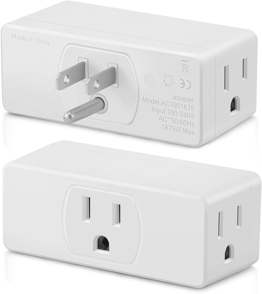No Blocking Multi-Outlet Splitter – 3-Plug Wall Adapter for Home & Travel