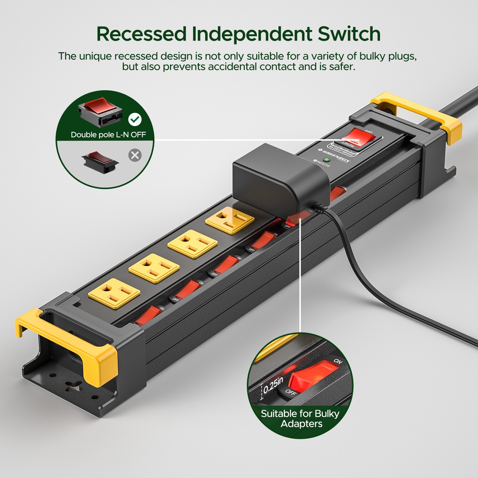 6-Outlet Heavy Duty Metal Power Strip Surge Protector with 6 Ft Cord ETL Listed