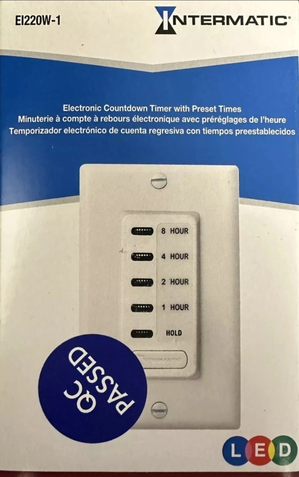 WHF EI220W-1 1/2/4/8 Hour SPST 1800-Watt In-Wall Countdown Timer White Quietcool