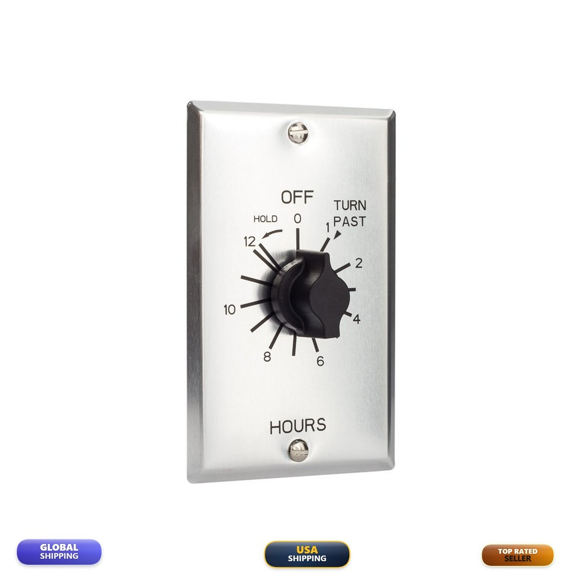 Nsi Tork C512Hh Spring-Wound In-Wall Twist Timer Hold Setting Metal Plate And