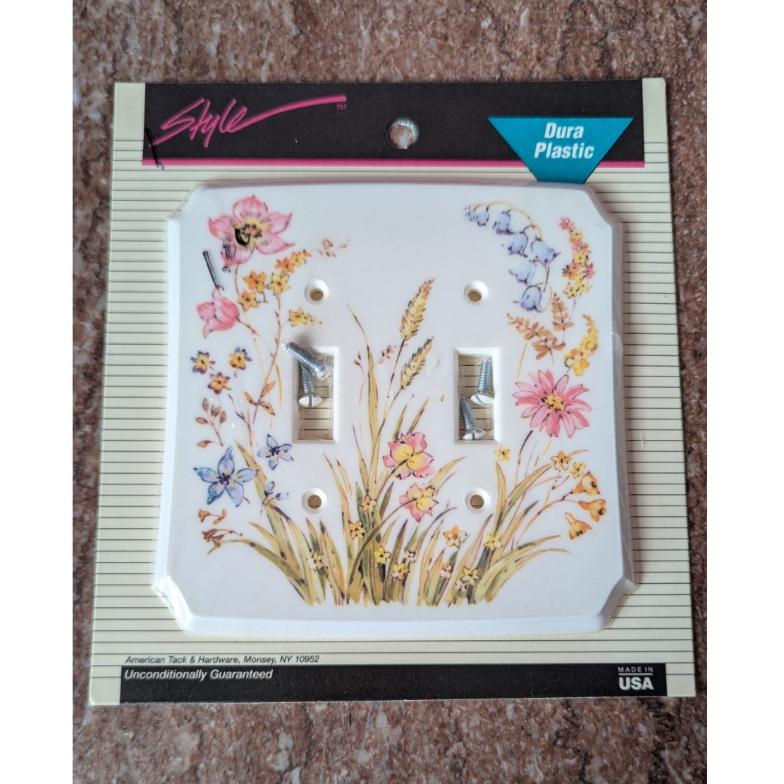 Style Double Toggle Floral Wall Plate Glossy Plastic White Multicolor Cover