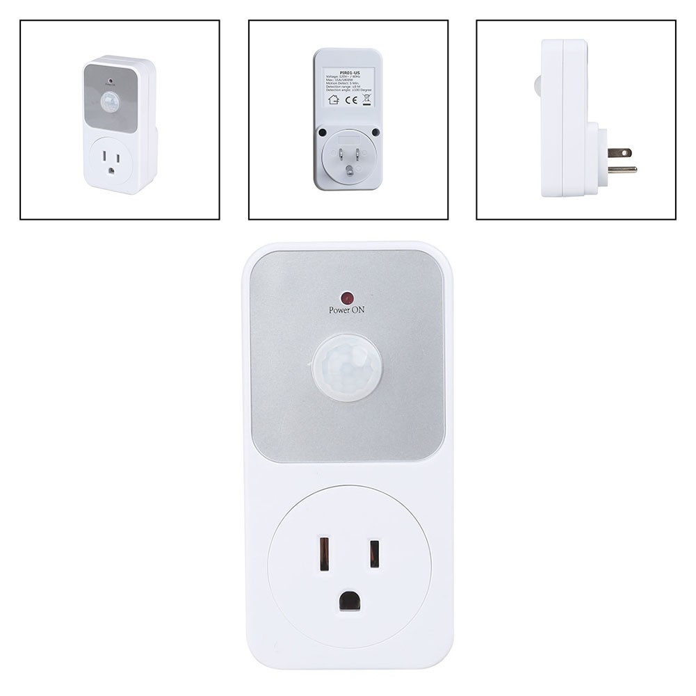 1800W PIR Sensor Power Socket Switch for Living Room and Garage Lights