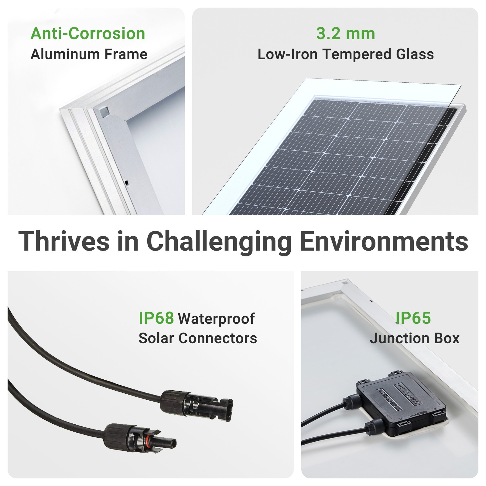 Traver Force 2 packs 100 Watt 12 Volt 9BB Monocrystalline Solar Panel