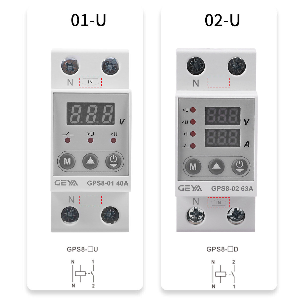 GEYA 02U 63A 110V Over Current Protector Over&Under voltage Protective Device
