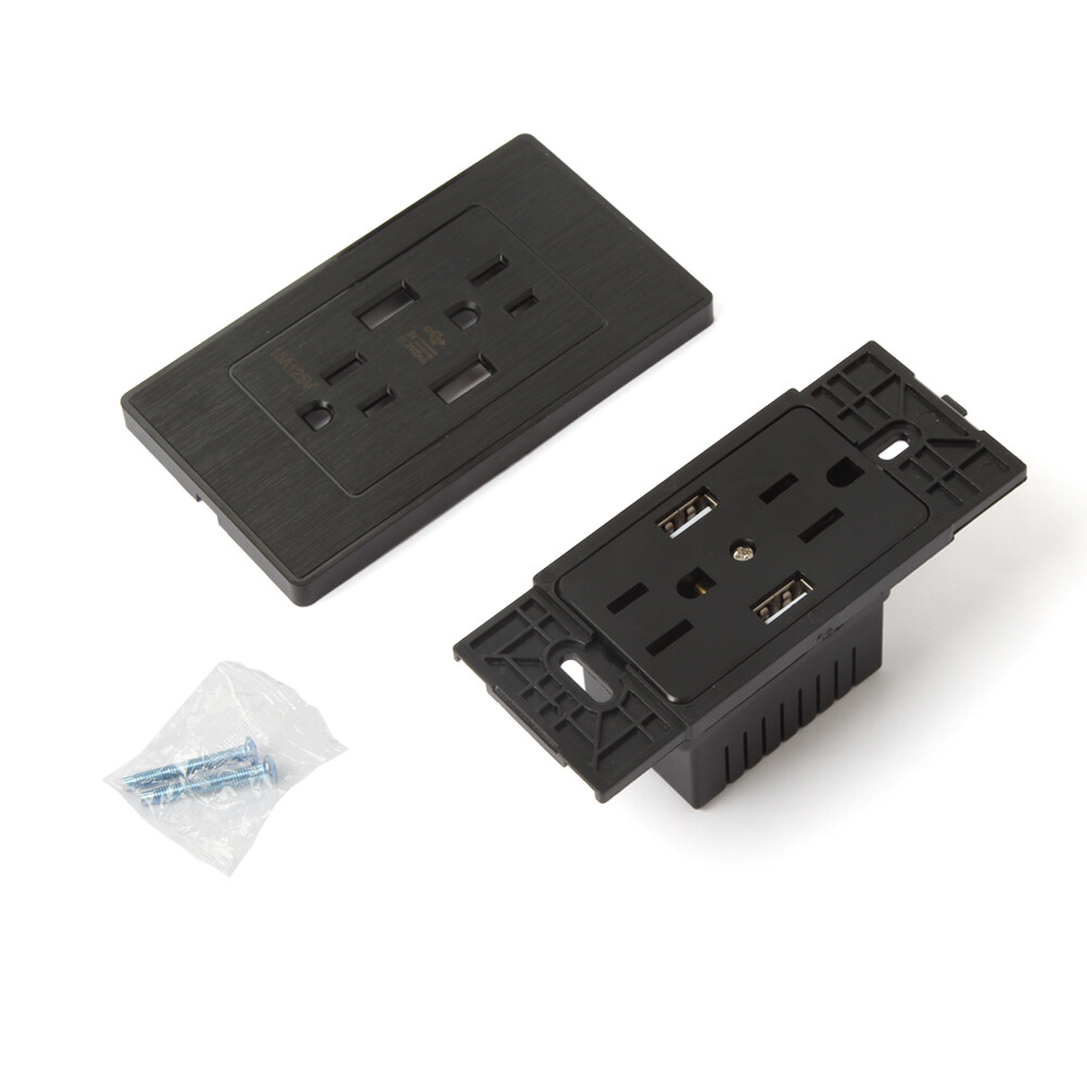 10X Dual USB Port Wall Socket Charger 15A AC Power Receptacle Outlet Plate Panel