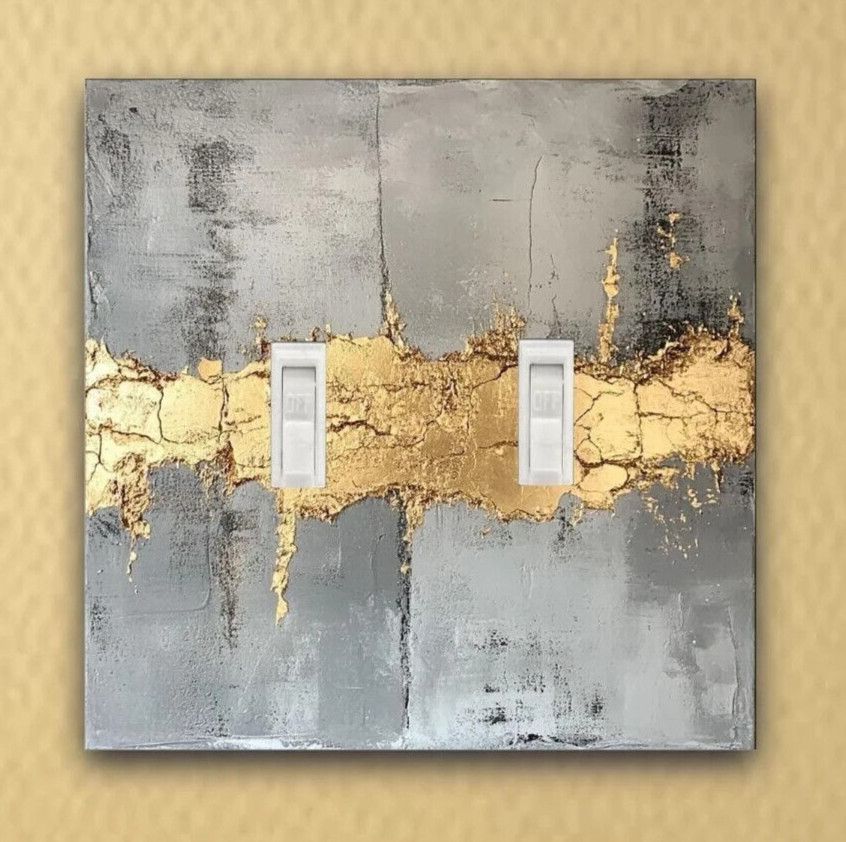 Gold and Gray! Custom wall switch plate Light switch plate outlet cover rocker