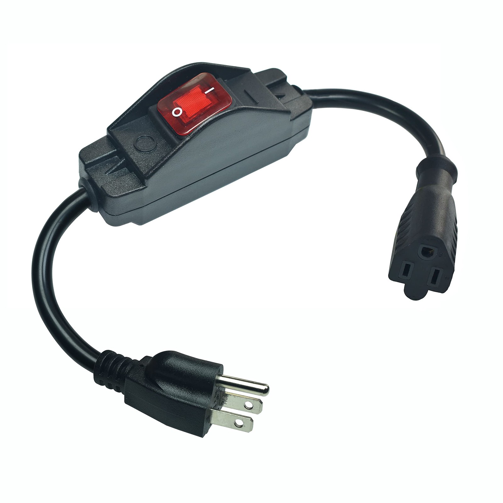 3-Prong Extension Cord，1625W Heavy Duty Short Extension Cable with on off Switch