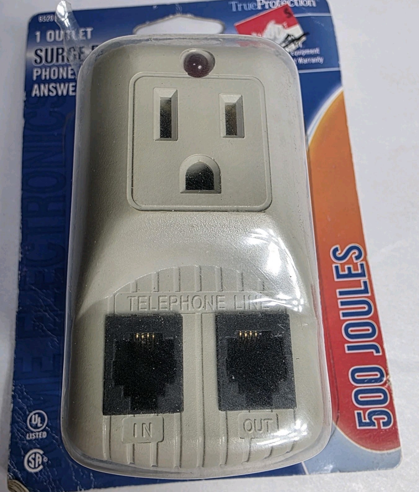 True Protection Surge Protector 1 Outlet, Phone Fax & Answering Machine Open Box