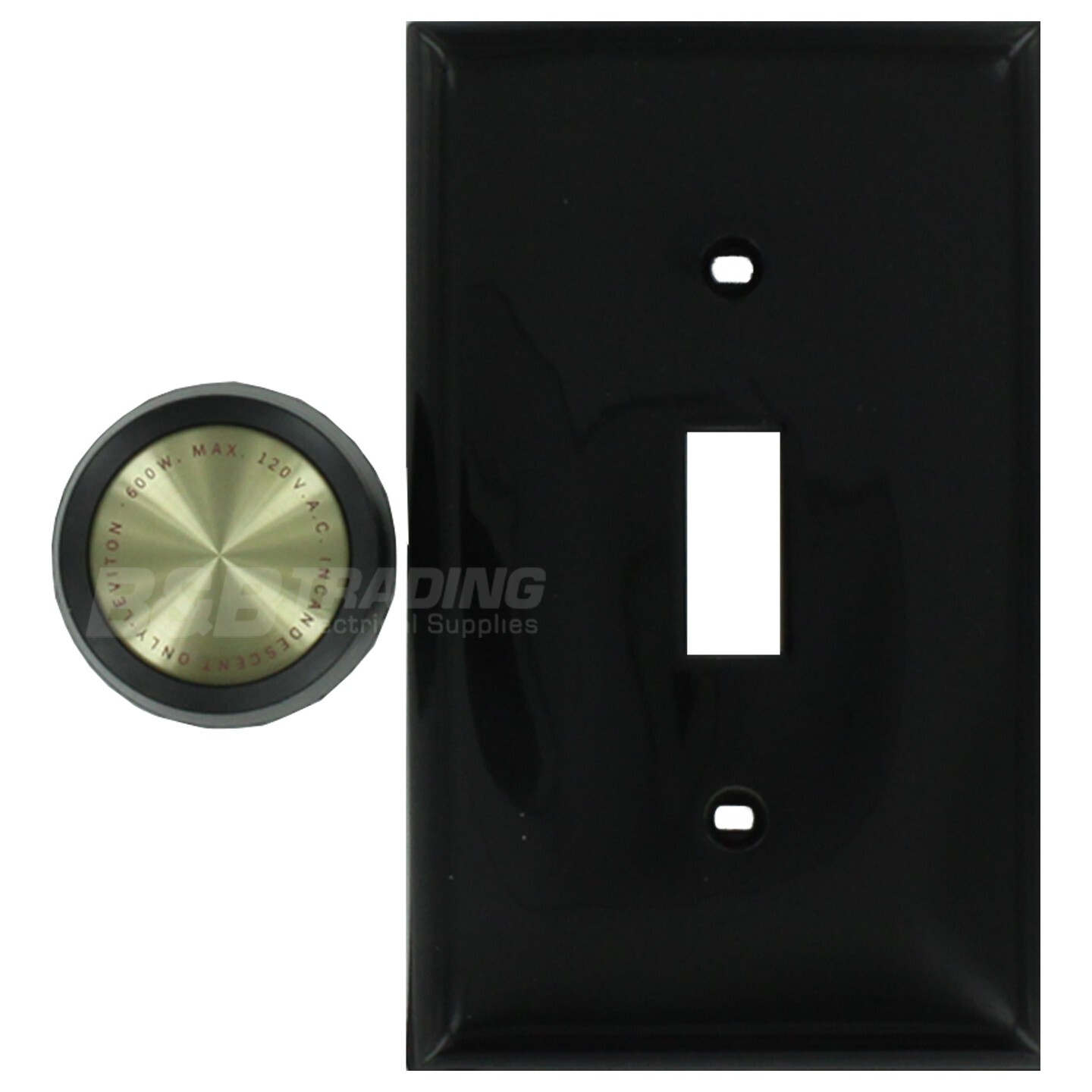 1 Pc Leviton Wall Light Switch Black Cover Plate with Rotary Dimmer Knob