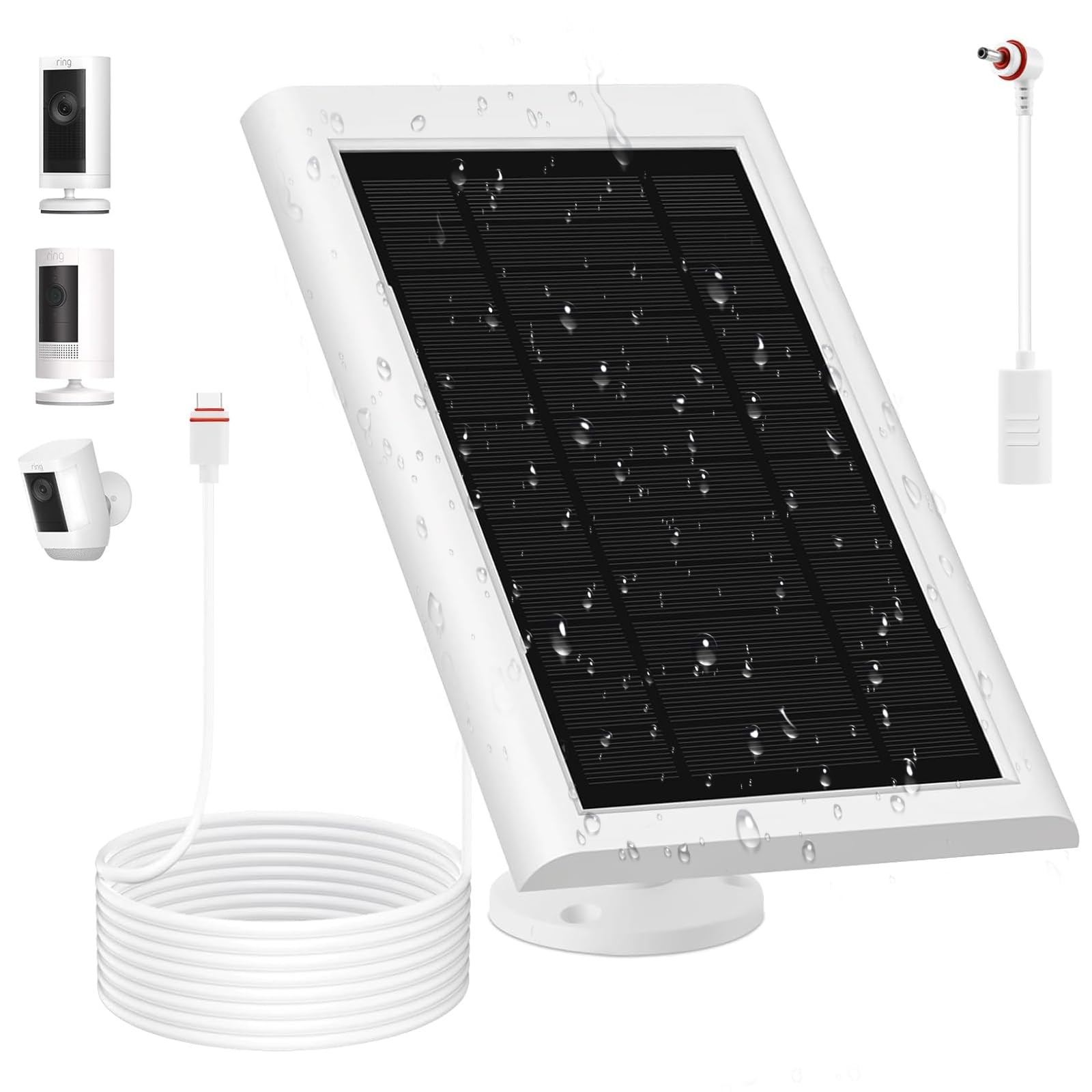 Solar Panel for Ring Camera(2nd Generation) Dustproof Waterproof White Grey