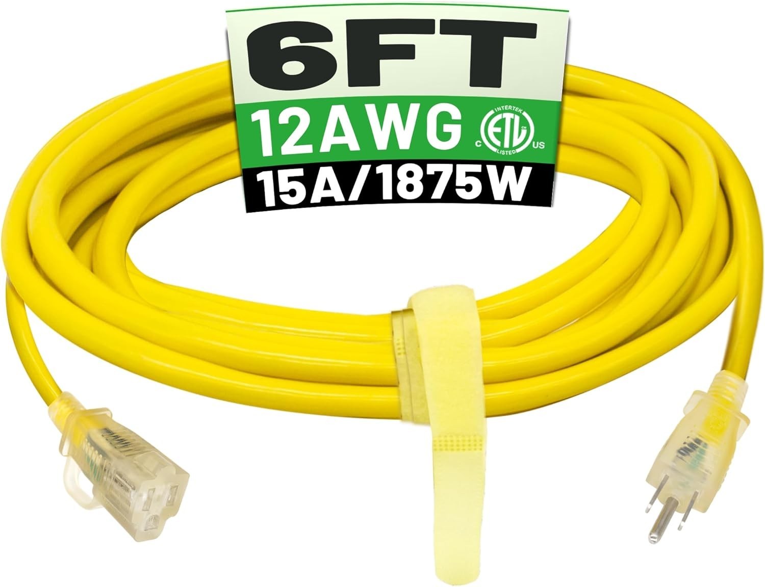 12/3 75 Ft Outdoor Extension Cord Waterproof Heavy Duty W/ Lighted Indicator 12