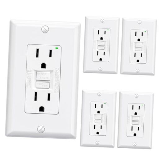 GFCI Outlet Self-Test GFI Electrical Outlet with Narrow Design, 15 Amp 5 White