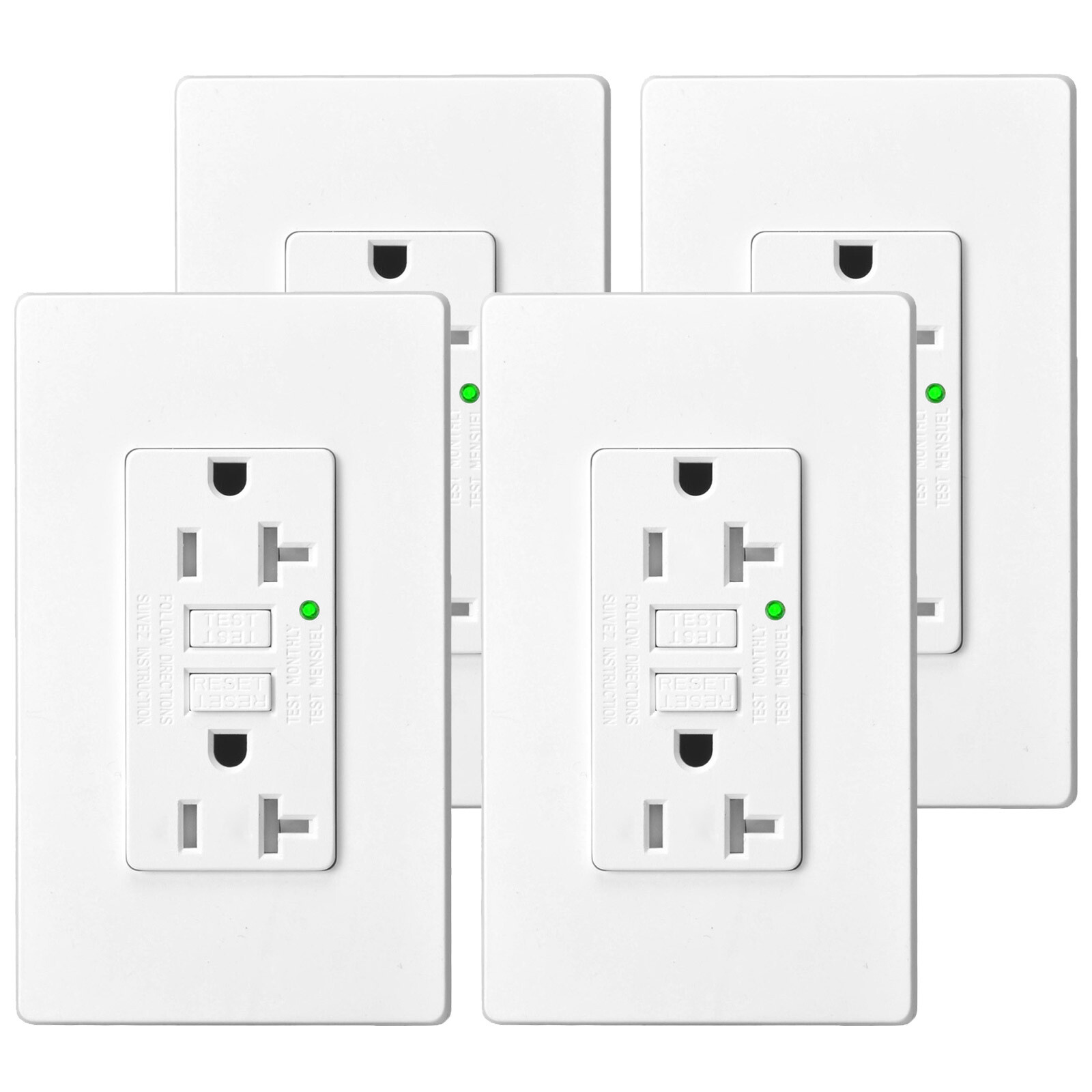 Safe Outlet GFI GFCI 20 AMP Duplex Receptacles Electric Supplies ETL Non-TR 2PCS